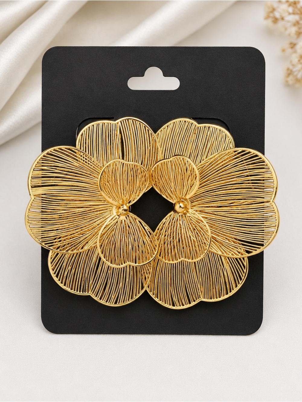 Gold Floral Wire Clip - Elegant Womens Hair Accessory
